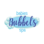 Logo van Babies Bubbels Spa met zeepbellen en zachte kleuren.