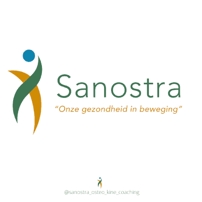 Sanostra logo met slogan Onze gezondheid in beweging.